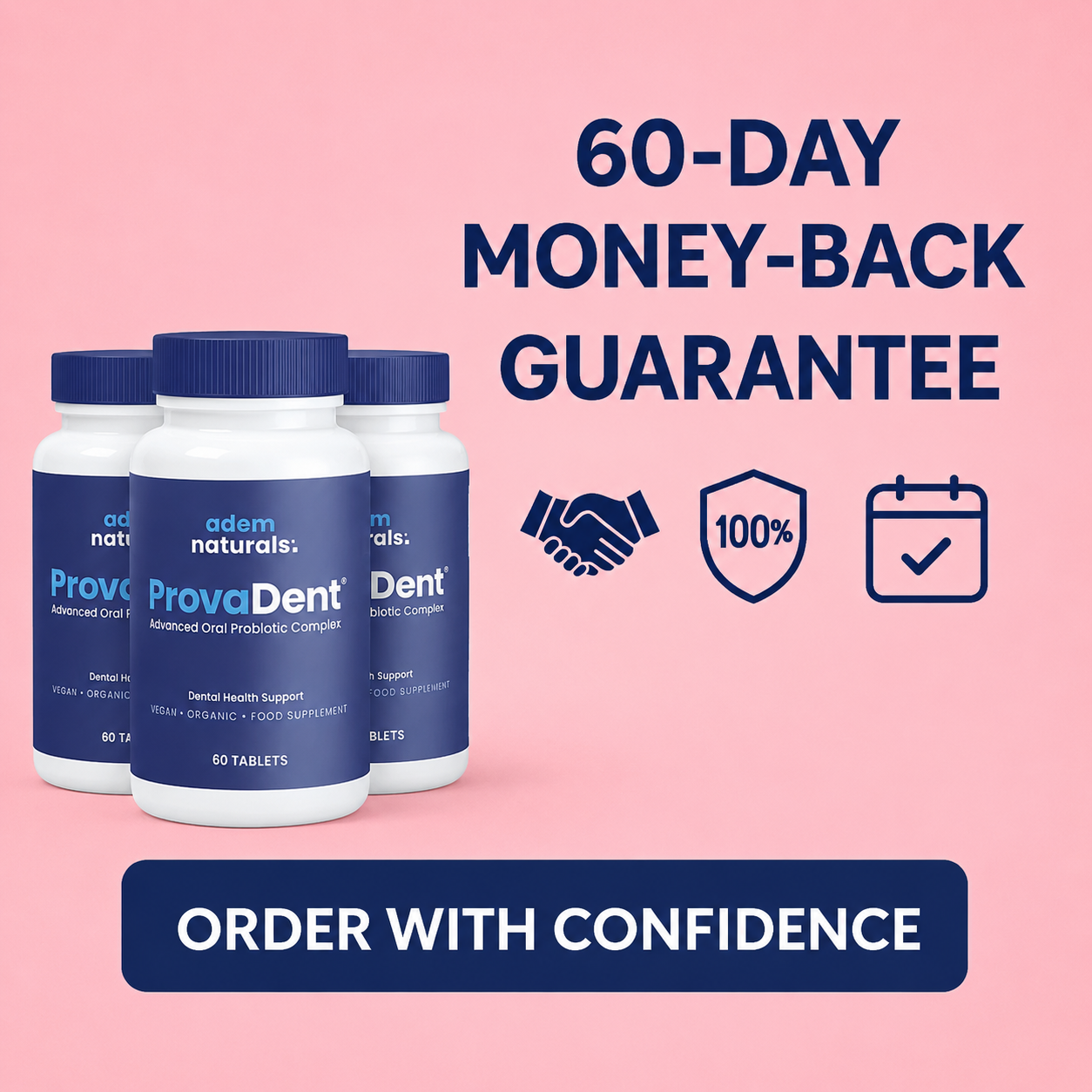 ProvaDent 60 day money back guarantee badge